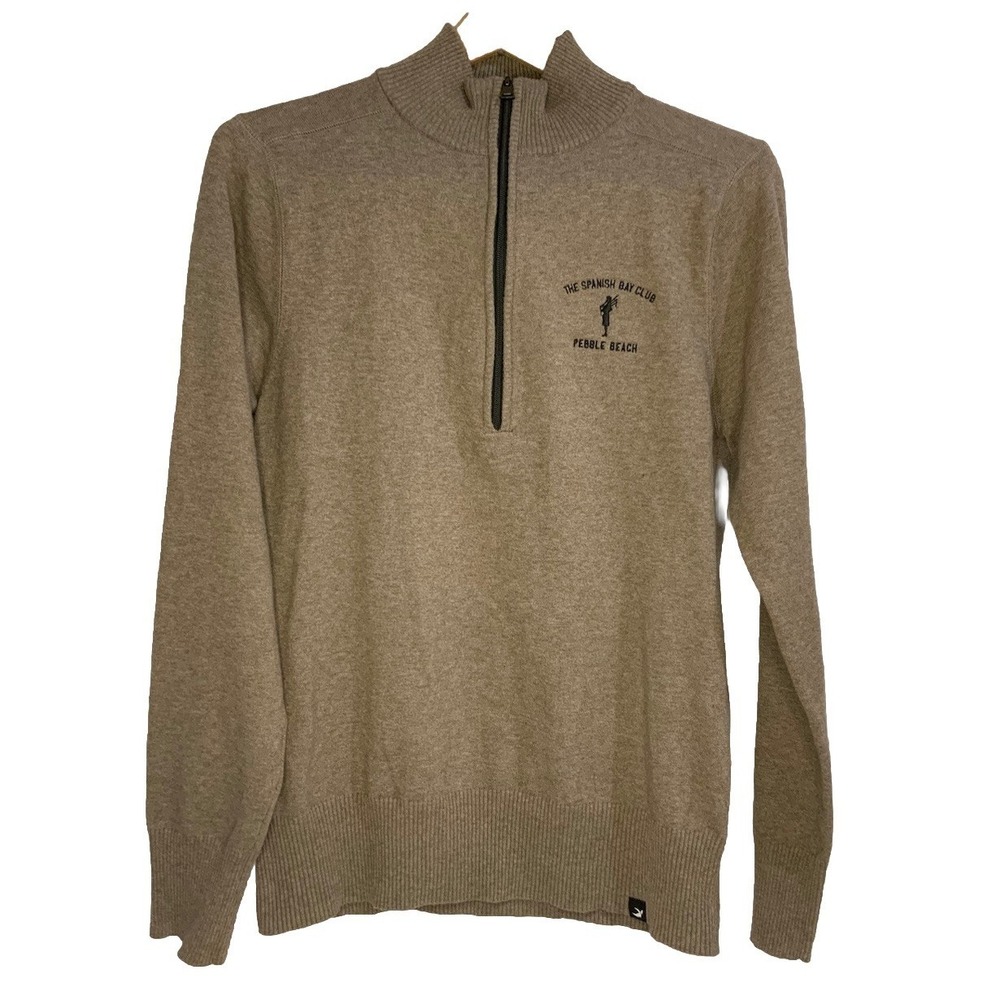 Spanish Bay Mens 1/4 Zip Golf Pullover Small Brown Long Sleeve Stretch Glyder
